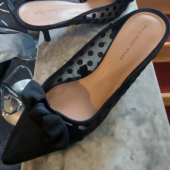 Kitten heel black sheet slide mule - Picture 4 of 4